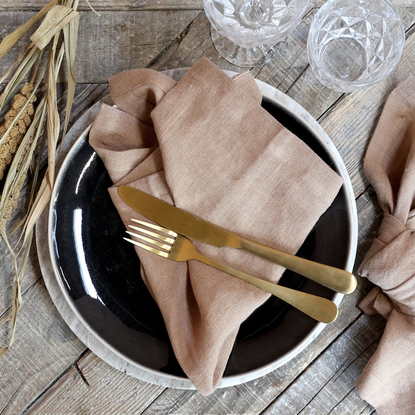 Set of 4 Linen Napkins Amber