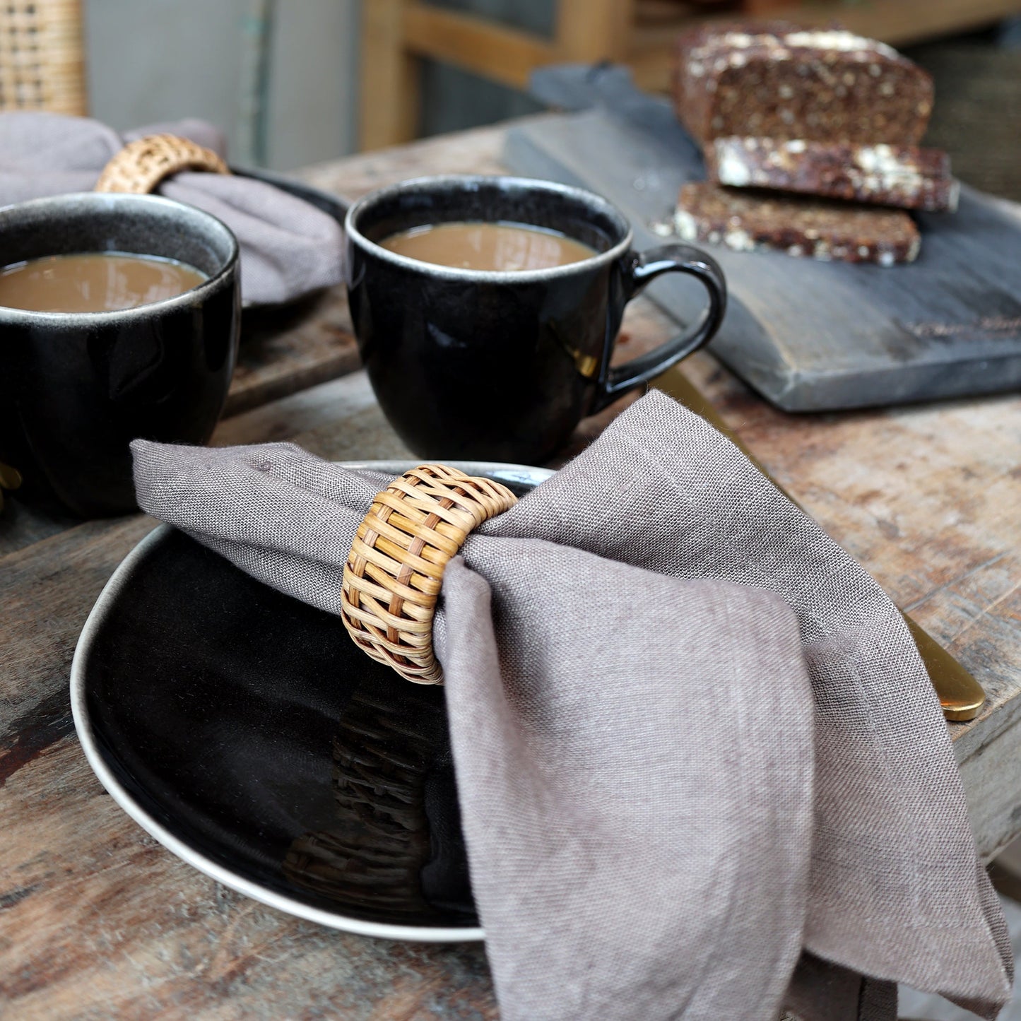 Set of 4 Linen Napkins Taupe