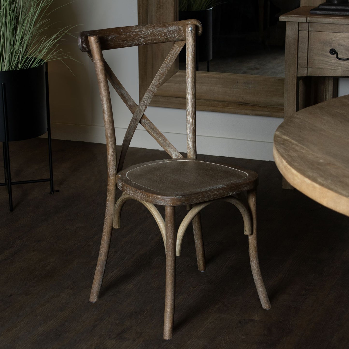 Set of Two Light Oak Cross Back Chairs