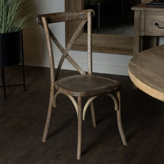 Set of Two Light Oak Cross Back Chairs