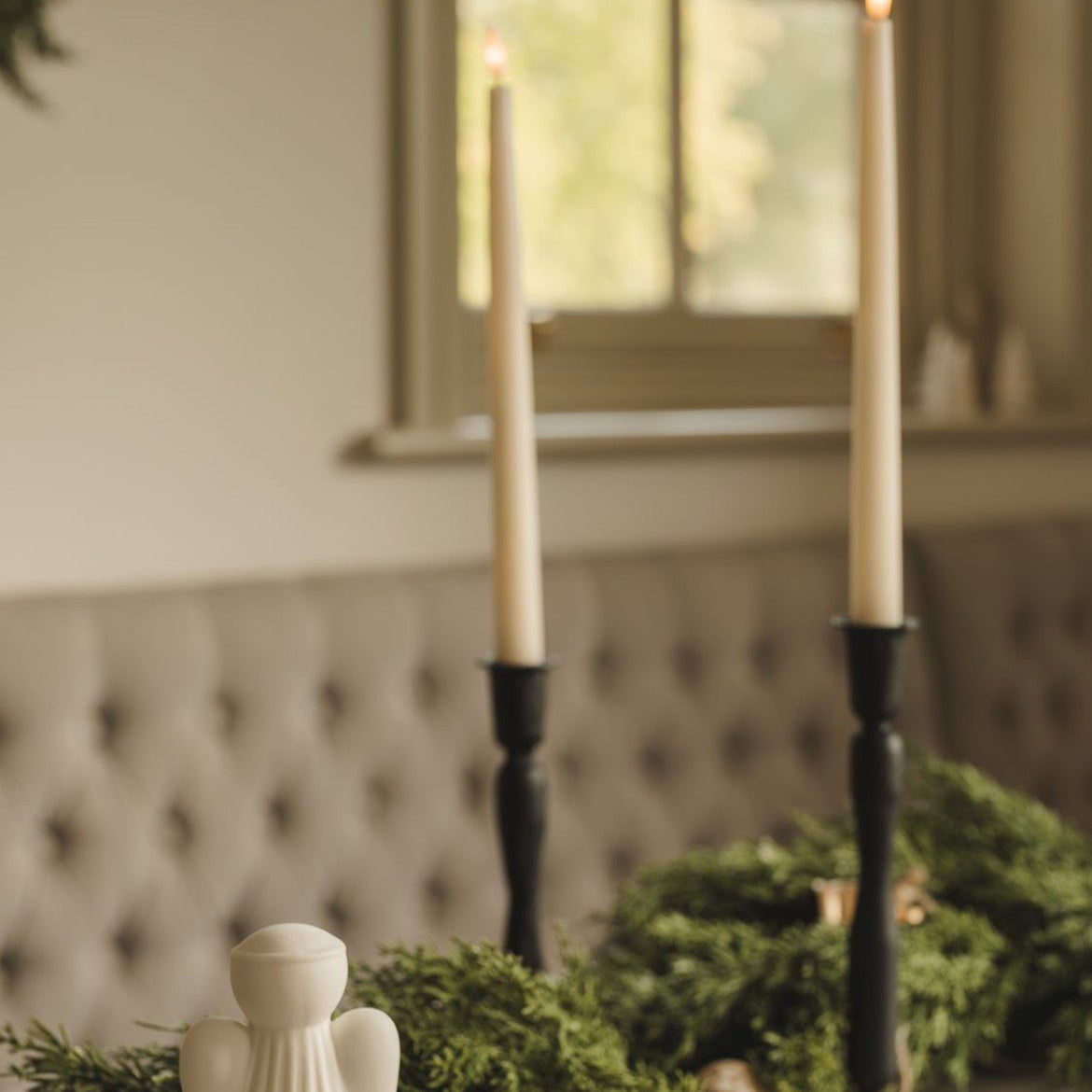 Set of 2 Real Wax Luxe Battery Operated Tapered Dinner Candles