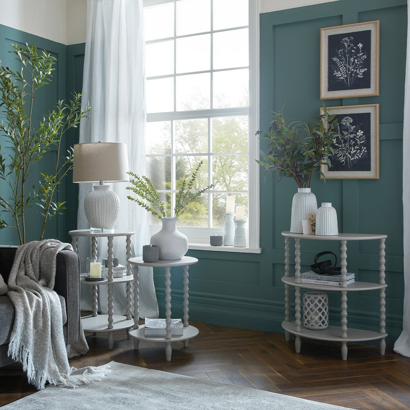 The Camden Collection Half Moon 3 Tier Table