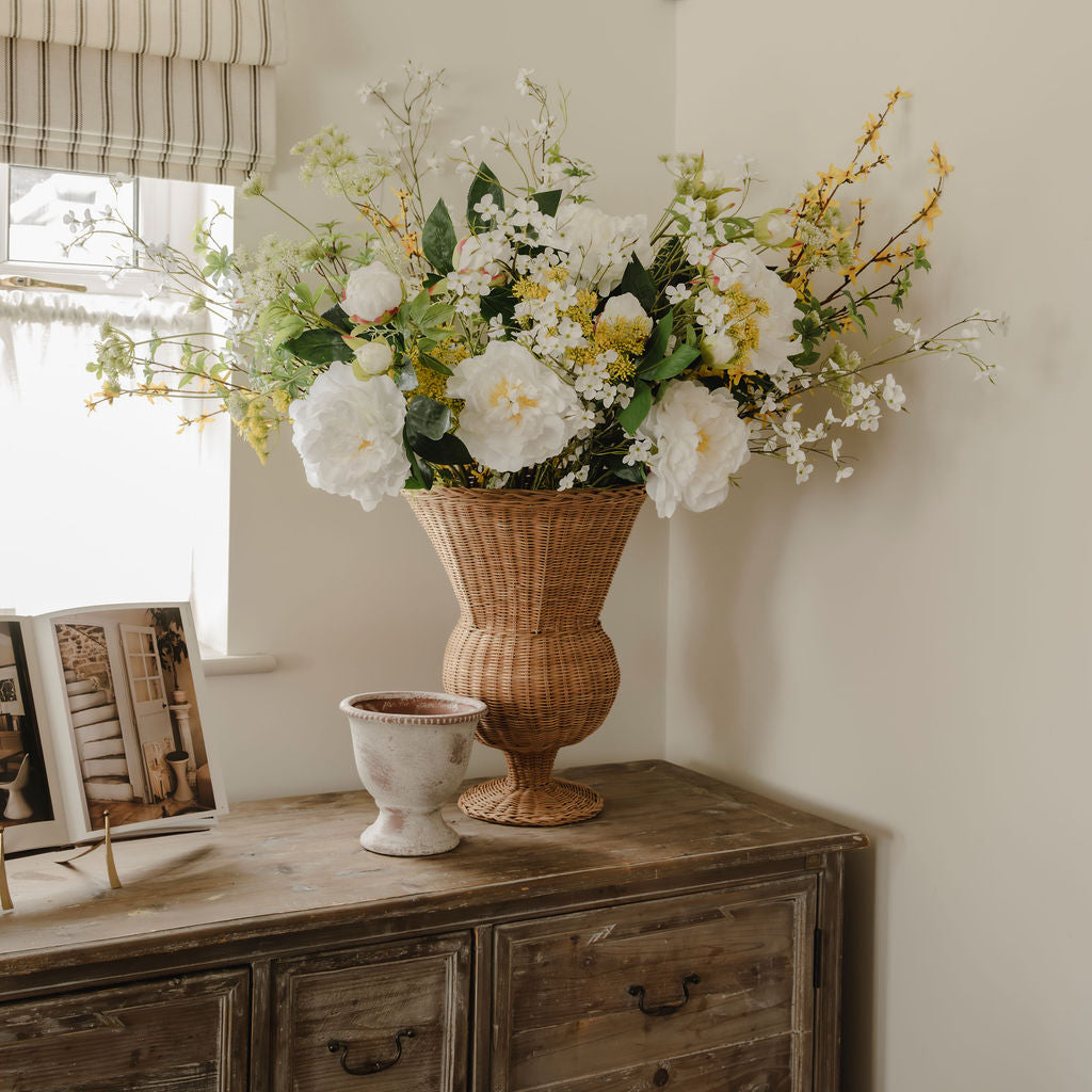 White Peony Stem with Leaves