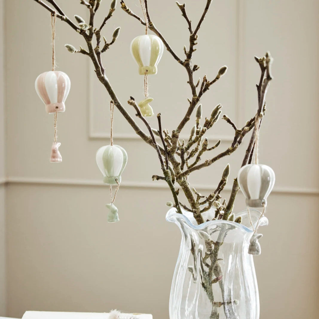 Set of 3 Ceramic Air Balloon Bunny