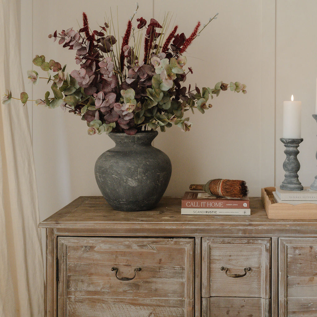 Grey Stone Fluted Vase