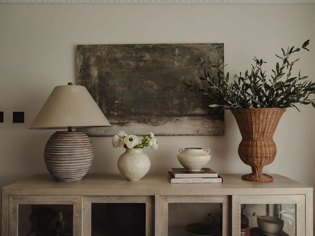 Large Woven Rattan Urn Vase