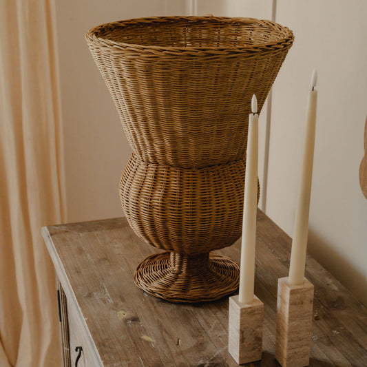 Large Woven Rattan Urn Vase