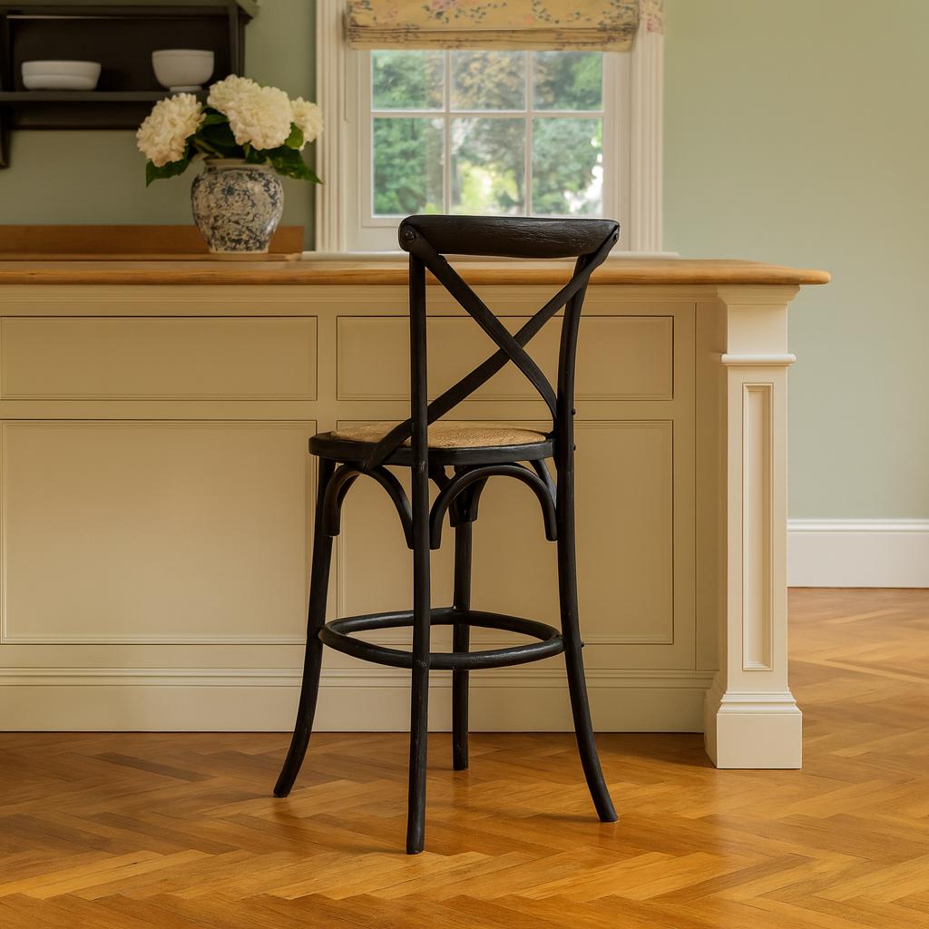 Set of 2 Black Bistro Bar Stools