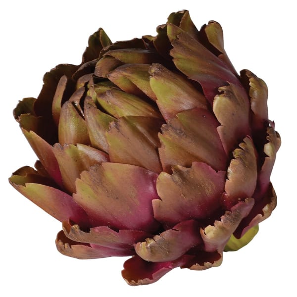 decorative faux green and purple artichoke. Very realistic