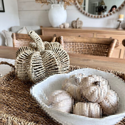 Set Of Three Carved Wood Effect Pumpkins