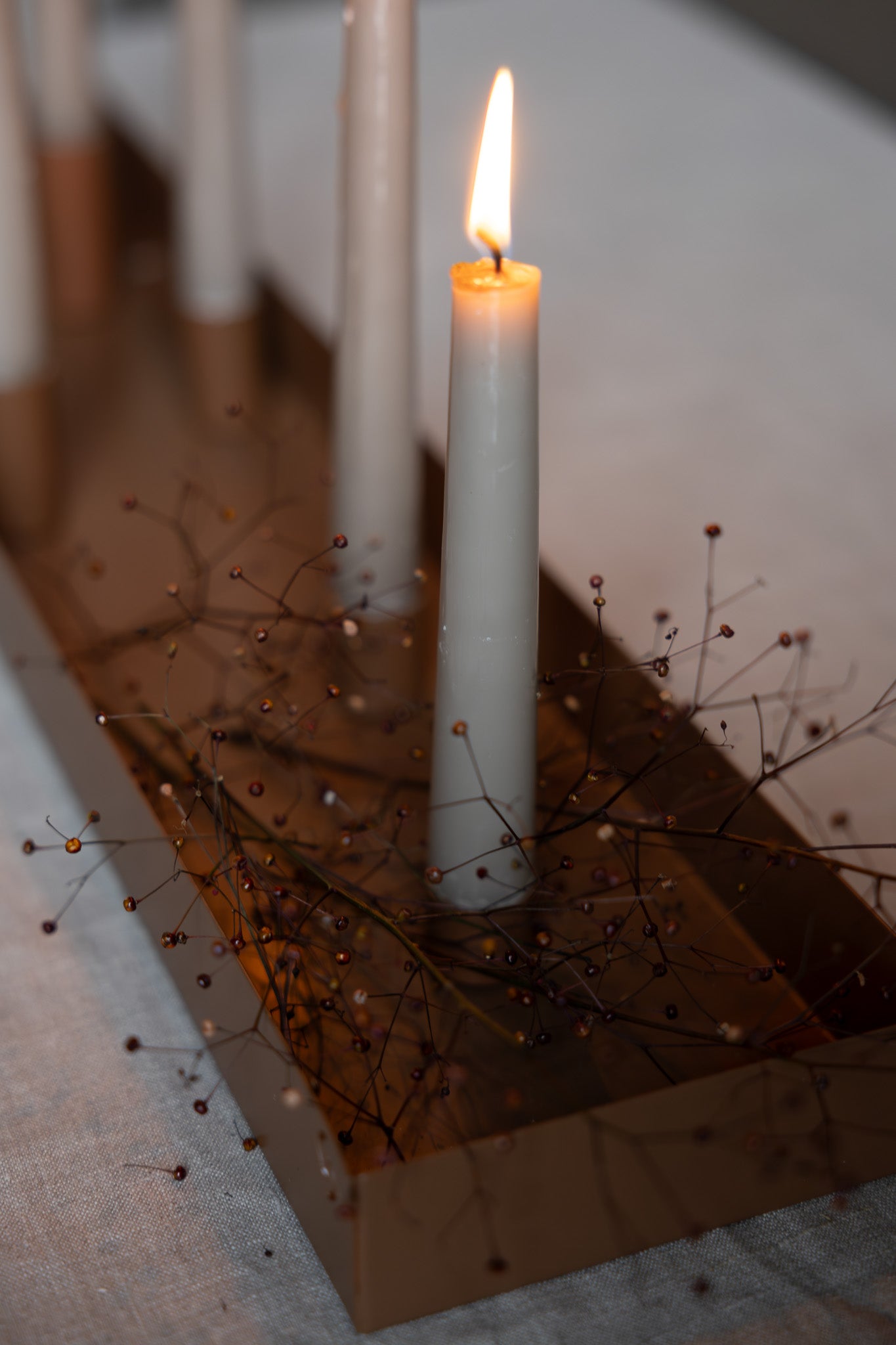 Large Brown Candlestick with Magnetic candle holders