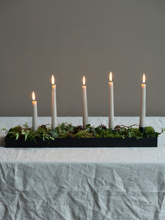 Large black candlestick with magnetic candle holders