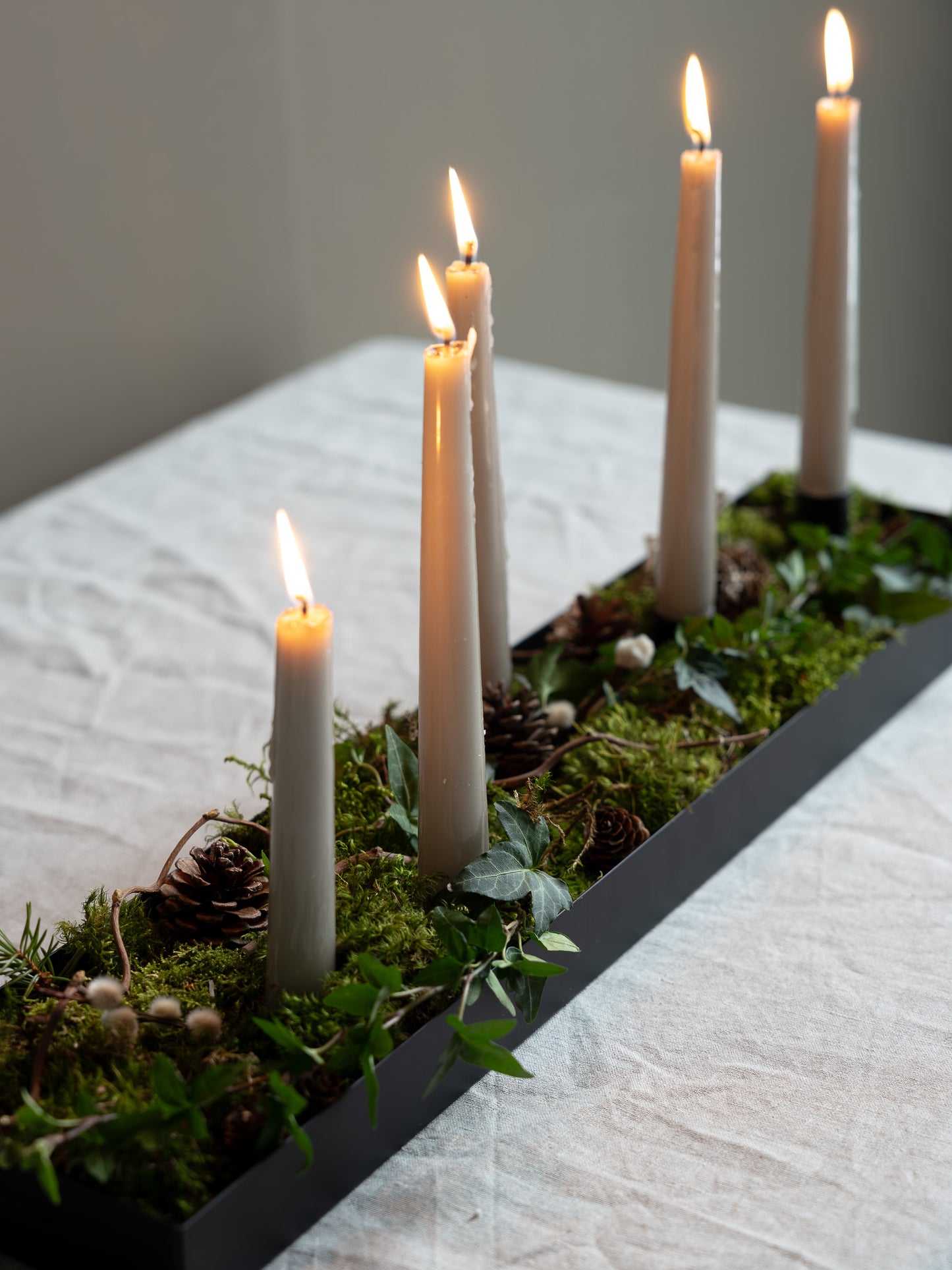 Large black candlestick with magnetic candle holders