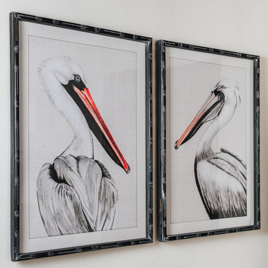 Set of 2 Framed Pelican Wall Art