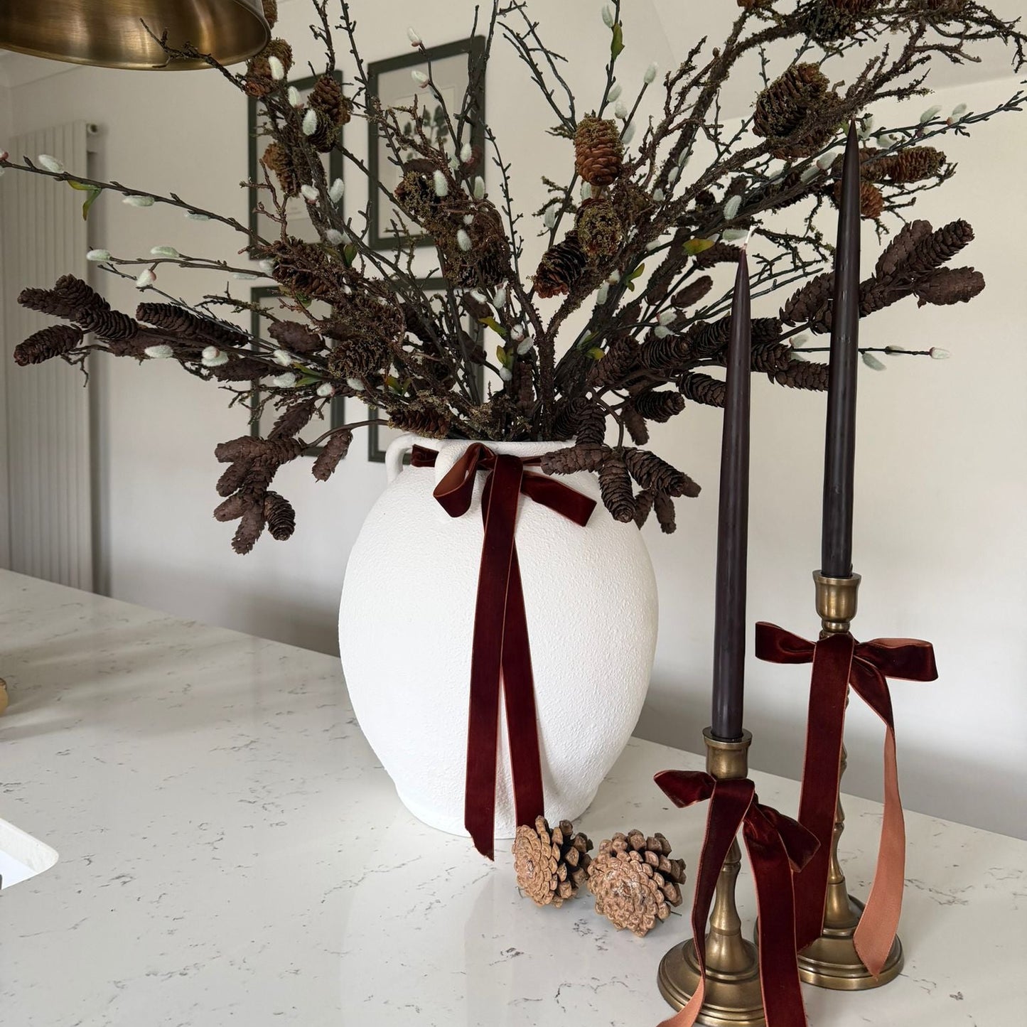 Moss Pine Cone Branch – Artificial Woodland Stem