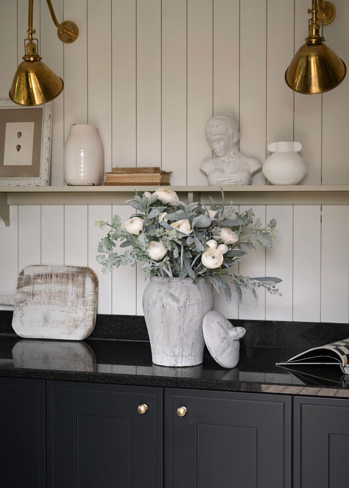 Lambs Ear and Ranunculus Arrangement