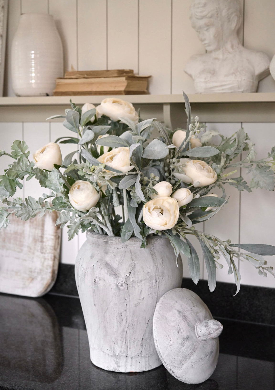 Lambs Ear and Ranunculus Arrangement