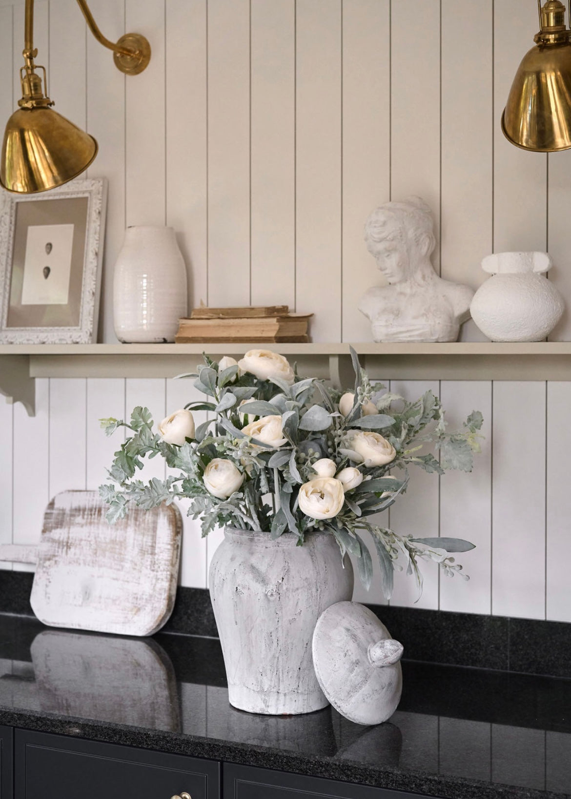 Lambs Ear and Ranunculus Arrangement