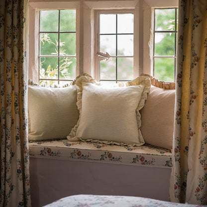 Stripe Frill Cushion – Forest
