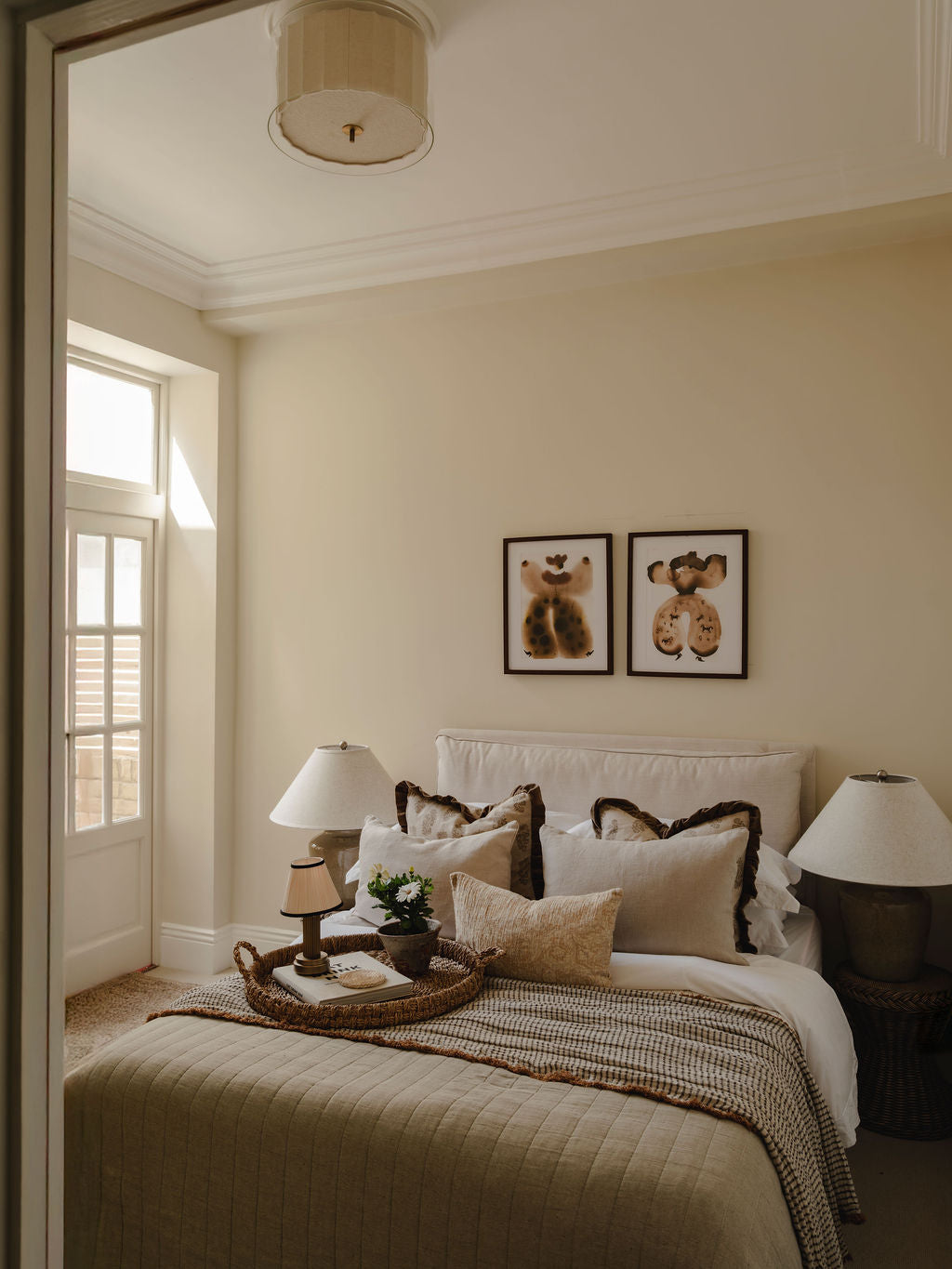 Ceramic Table Lamp With Edged Linen Shade