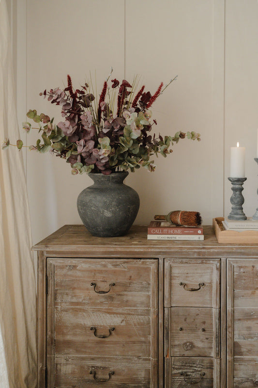 Grey Stone Fluted Vase