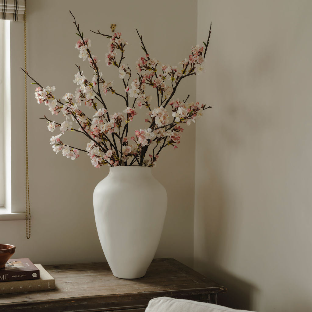 Pink and Cream Cherry Ruffled Blossom Spray