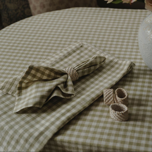 Gingham Napkins - Pale Olive (Set of 4)
