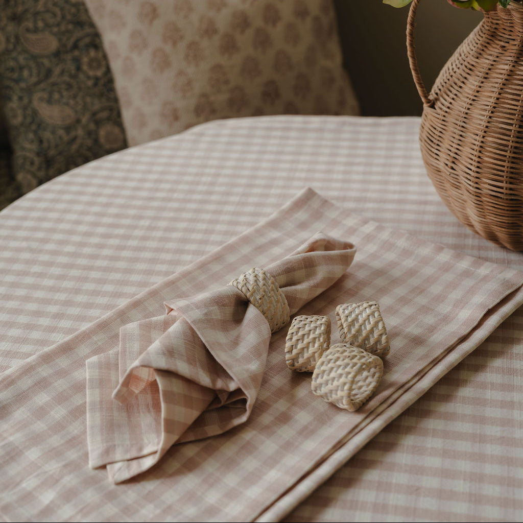 Pale Pink Gingham Easter Table Bundle