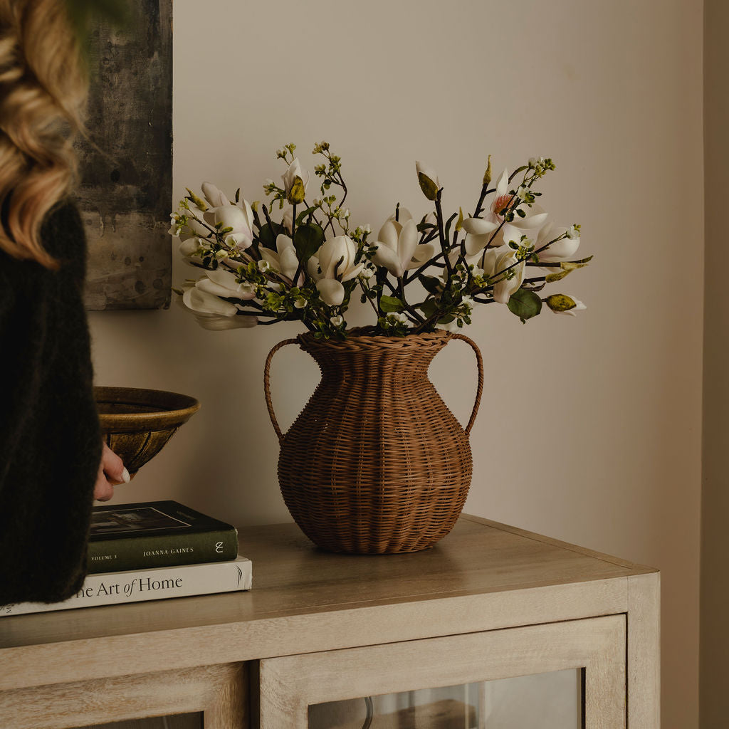 Luxury Short White Faux Magnolia