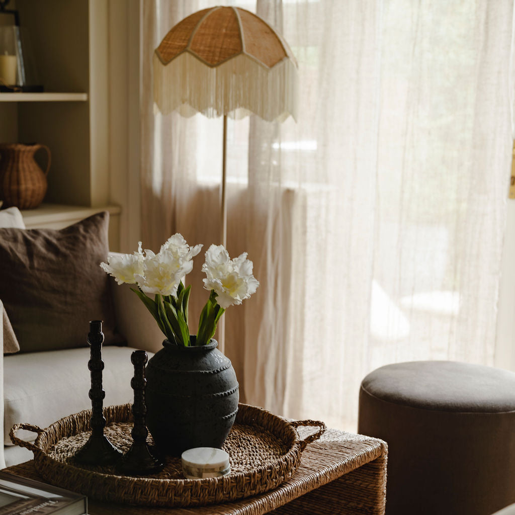 Charcoal Ribbed Terracotta Vase