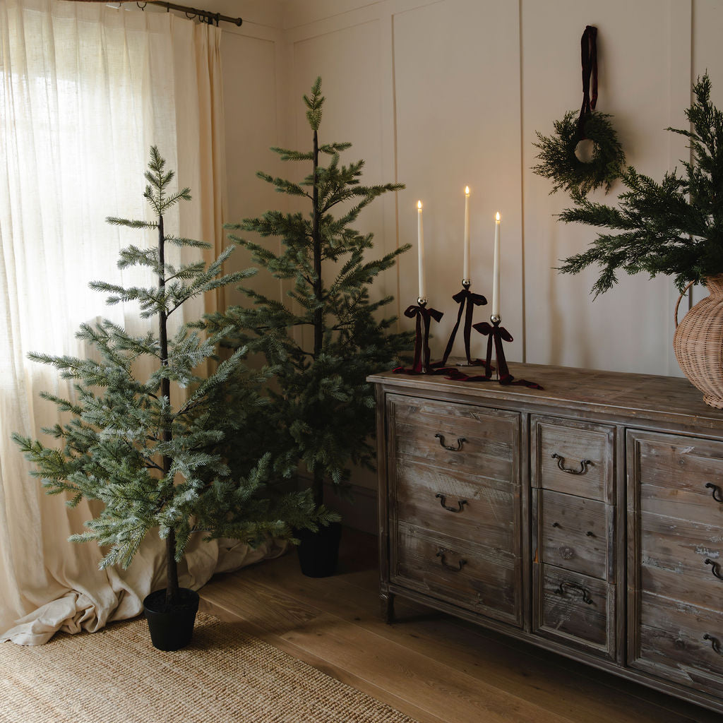 Faux Grey Pine Tree in Real Ceramic Pot