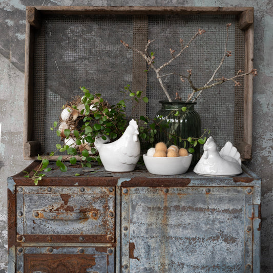 Ceramic Hen Egg Basket