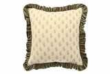 Matilda Velvet Ruffle Cushion - Olive