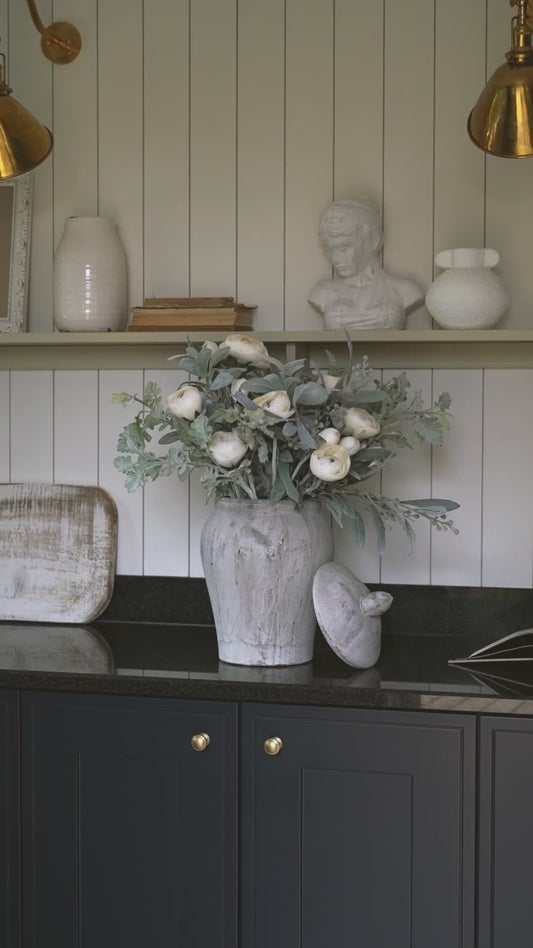 Lambs Ear and Ranunculus Arrangement