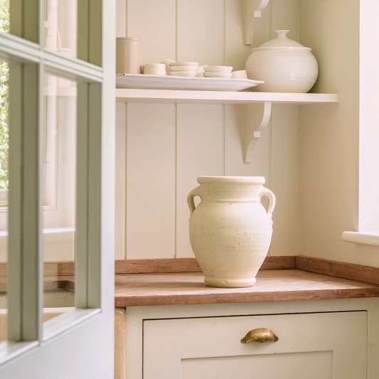 White Terracotta Small Urn Shaped Pot